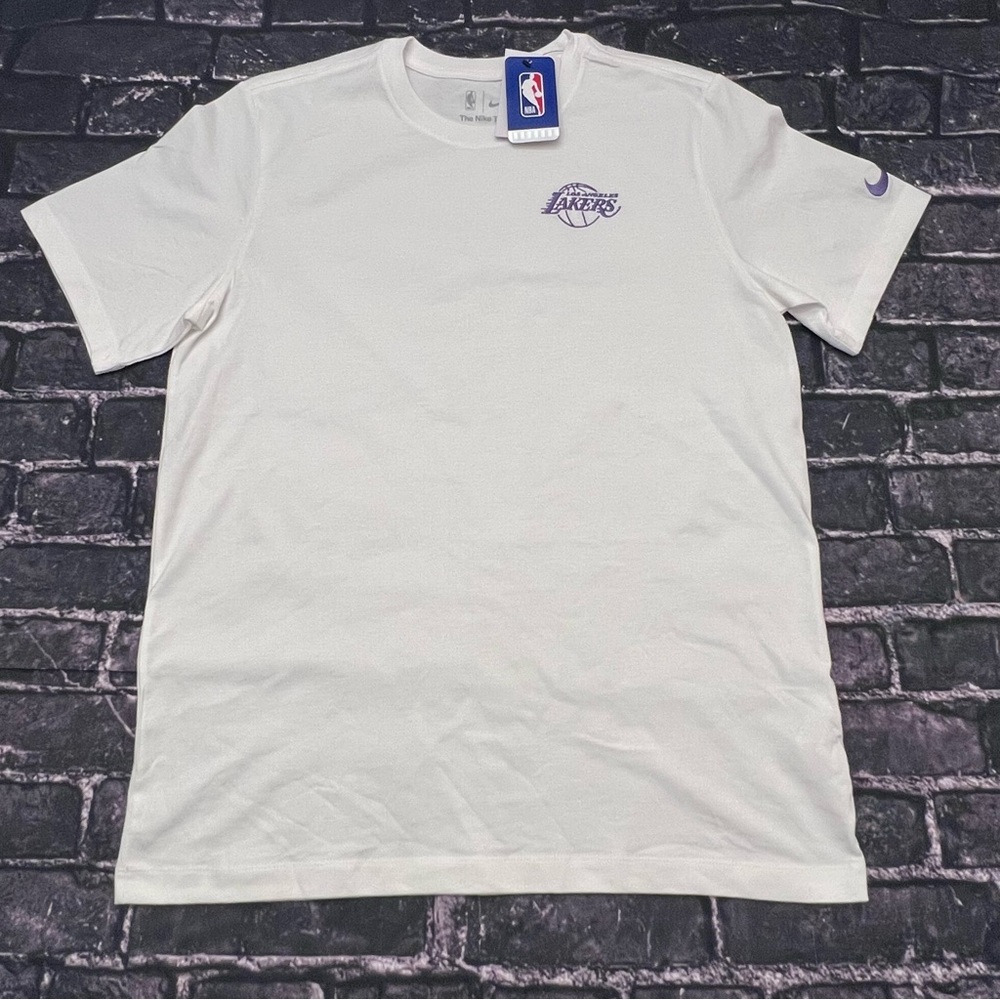 Nike Team Issued Large Embroidered White T-Shirt Lakers James Kobe Essential